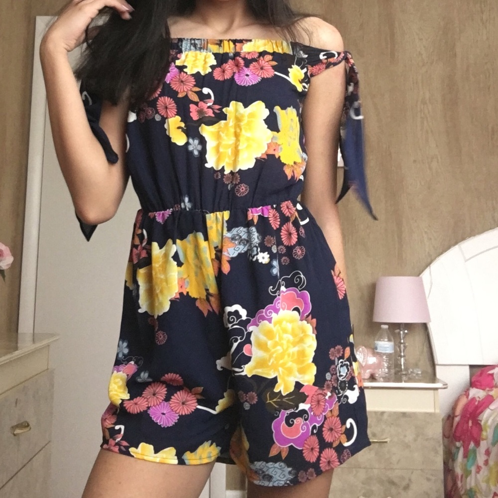 Dark Blue Floral Romper